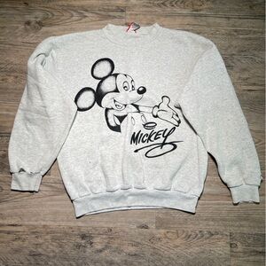 Vintage Mickey Mouse Disney Design Large Gray Sweatshirt Sweater USA Made